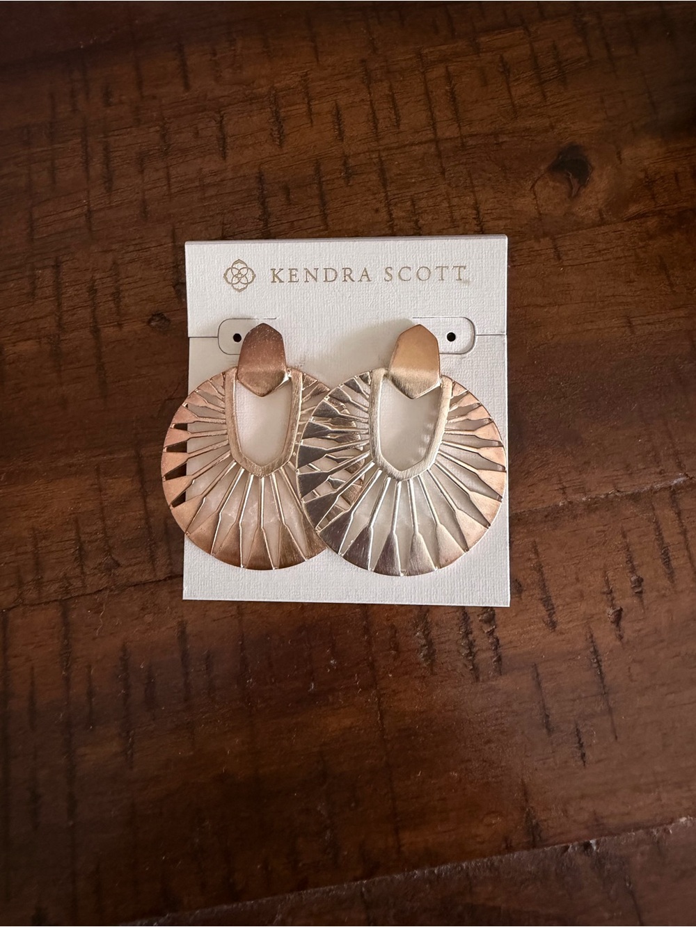 Kendra Scott Rose Gold Textured Sunburst Earrings - Picture 2 of 3